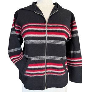 Merino Boiled Wool Gorpcore Cabincore Fashion Bug Full Zip Hoodie Cardigan Small